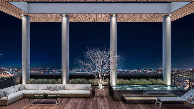 Perspectiva ilustrativa terraço com piscina privativa da Penthouse - 