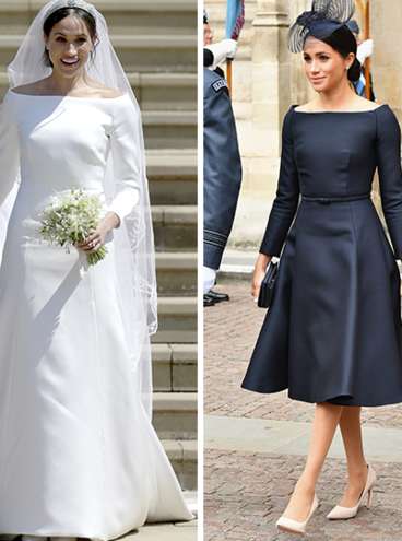 Vestido Givenchy usado em seu casamento e o vestido Dior - Reprodução/Getty Images