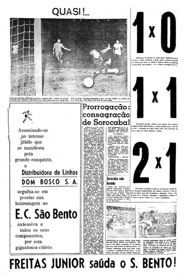 No dia seguinte, o Cruzeiro do Sul levou às bancas uma edição especial com os bastidores, os detalhes e a comemoração da conquista sorocabana - REPRODUÇÃO