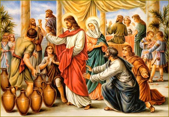 A água transformada em vinho nas bodas de Canaã: o primeiro dos muitos milagres públicos de Cristo - Arquivo